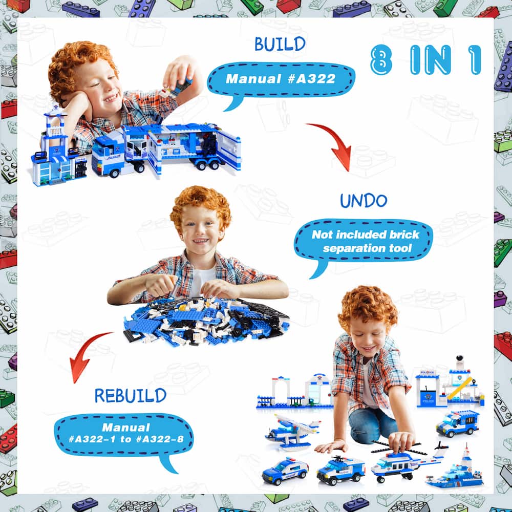 8 in 1 City Police Building Toy Set