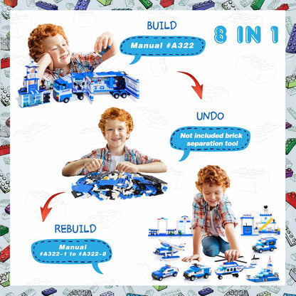8 in 1 City Police Building Toy Set